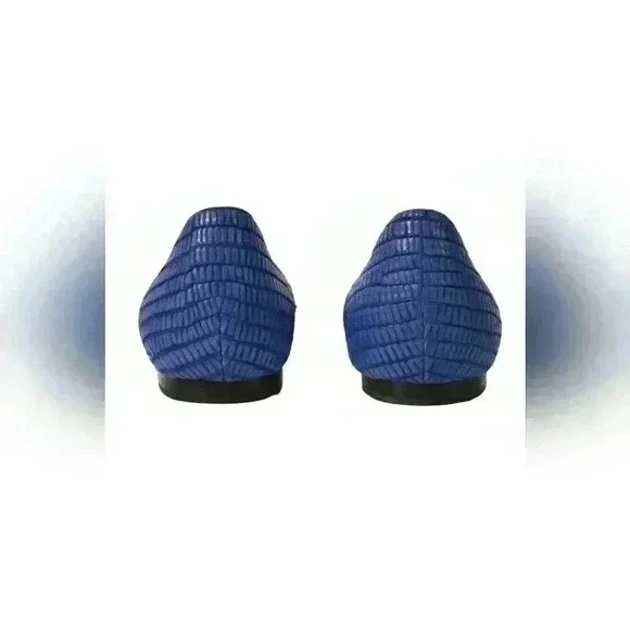 3.1 PHILLIP LIM White Blue Exotic  Embossed Leather Pointed Flats 38EU 8US - Picture 3 of 7